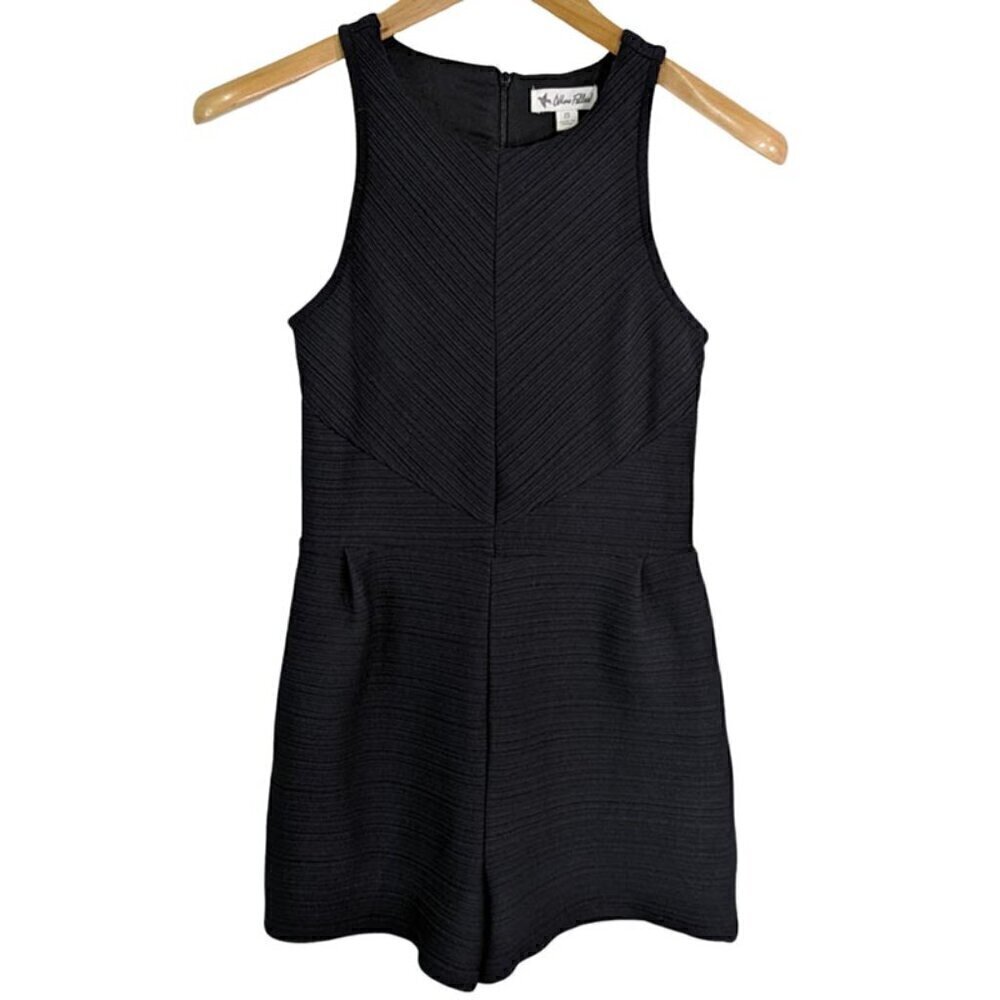 NEW Others Follow Kelly Romper Womens Small Black Textured Sleeveless Lined